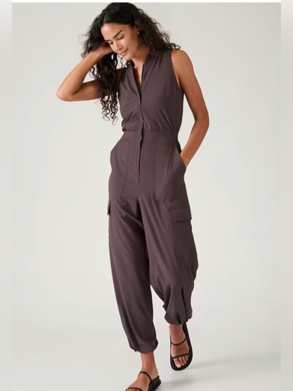 Athleta Sleeveless Zipper Jumpsuit in Mauve